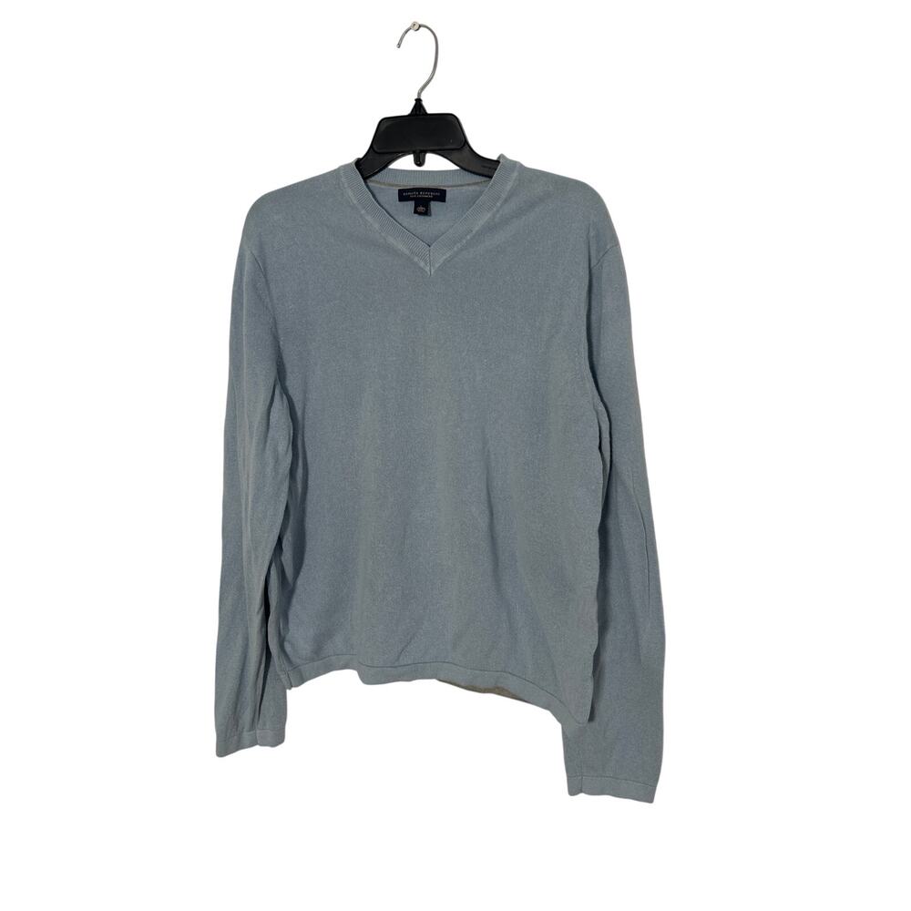 Banana Republic Men's Large Silk Cashmere V Neck Sweater Light Blue Great Condit